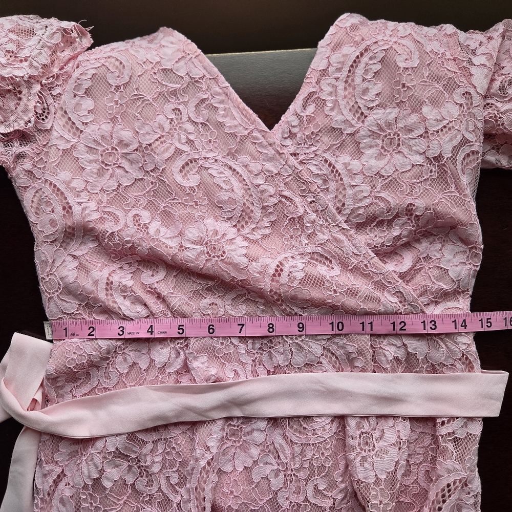 Francesca’s Blush Pink Floral Lace Romper - Picture 6 of 10